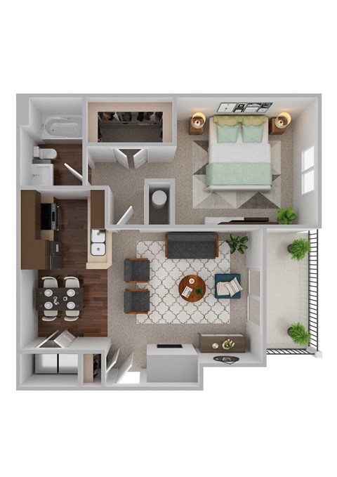one bedroom floor plan at The Bradford at Easton luxury apartments in Columbus, Ohio